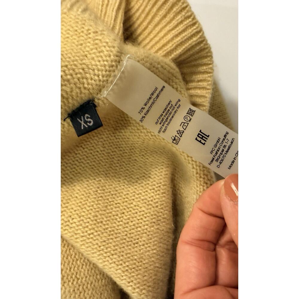 Anthropologie FFC Women’s Wool Cashmere Sweater XS Green Funnel Neck Pullover - Picture 9 of 9